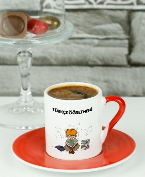 Türkçe Öğretmeni Türk Kahvesi Fincanı Kırmızı