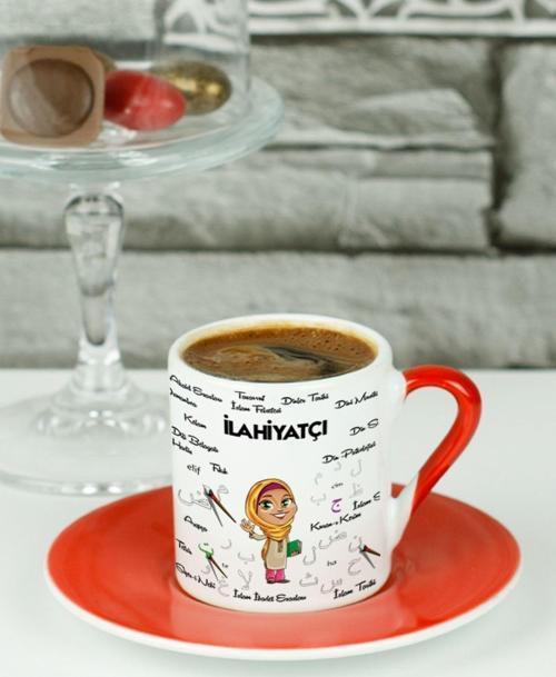 İlahiyatçı Türk Kahvesi Fincanı Kırmızı