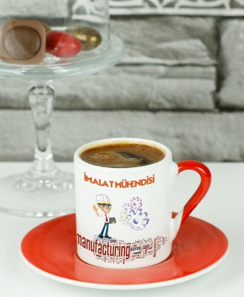 İmalat Mühendisi Türk Kahvesi Fincanı Kırmızı