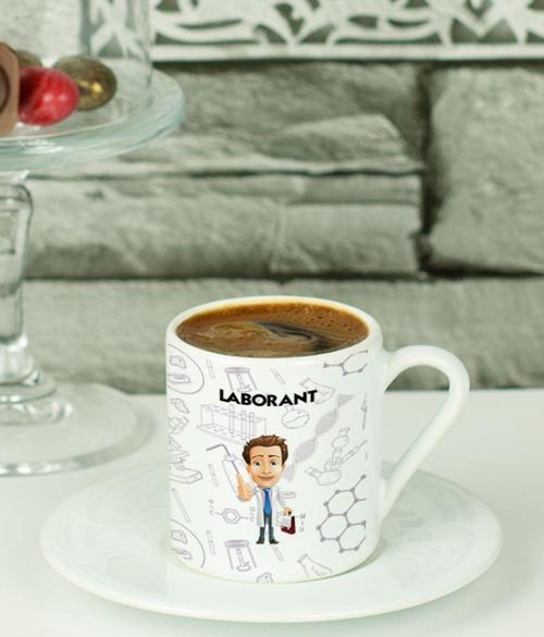 Hediyelen Laborant Türk Kahvesi Fincanı Beyaz