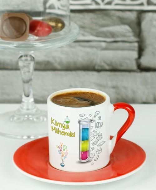 Kimya Mühendisi Türk Kahvesi Fincanı Kırmızı