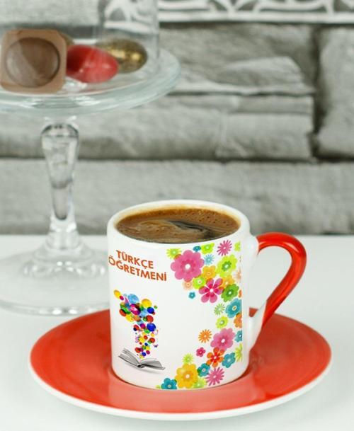 Türkçe Öğretmeni Türk Kahvesi Fincanı Kırmızı