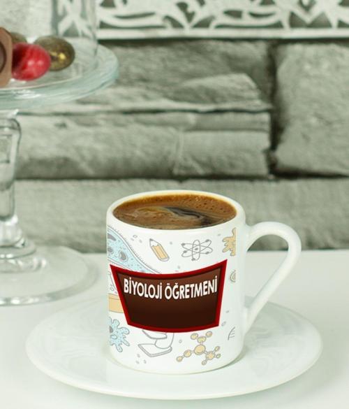 Biyoloji Öğretmeni Türk Kahvesi Fincanı Beyaz