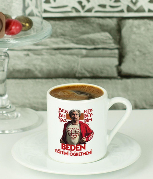 Beden Eğitimi Öğretmeni Türk Kahvesi Fincanı Beyaz