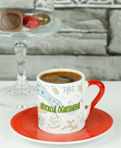 Biyoloji Öğretmeni Türk Kahvesi Fincanı Kırmızı