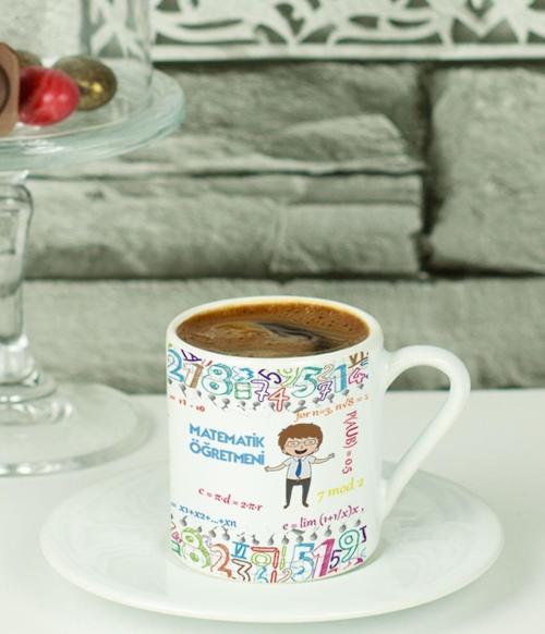 Matematik Öğretmeni Türk Kahvesi Fincanı Beyaz