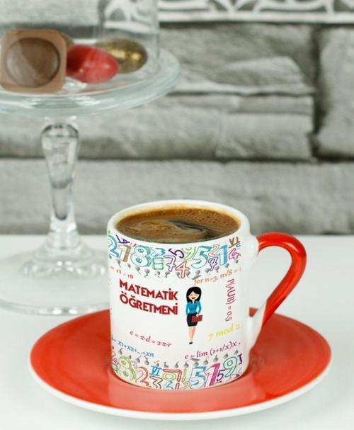 Matematik Öğretmeni Türk Kahvesi Fincanı Kırmızı