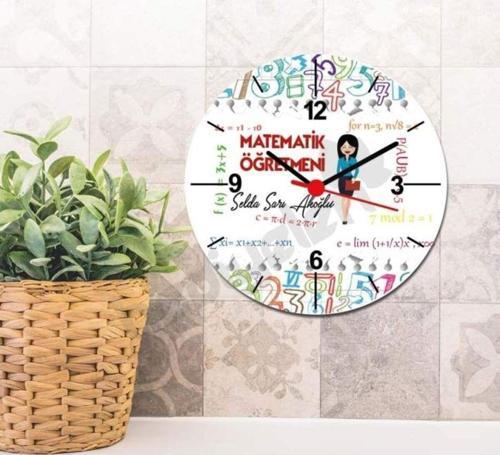 Matematik Öğretmeni Kadın Figür Duvar Saati