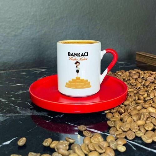 Bankacı Kırmızı Türk Kahvesi Fincanı