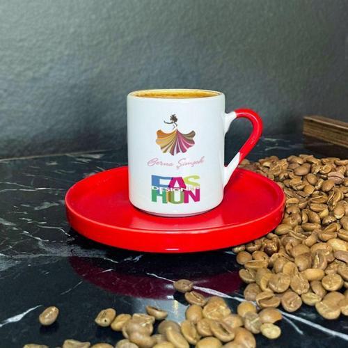 Fashion Designer Kırmızı Türk Kahvesi Fincanı