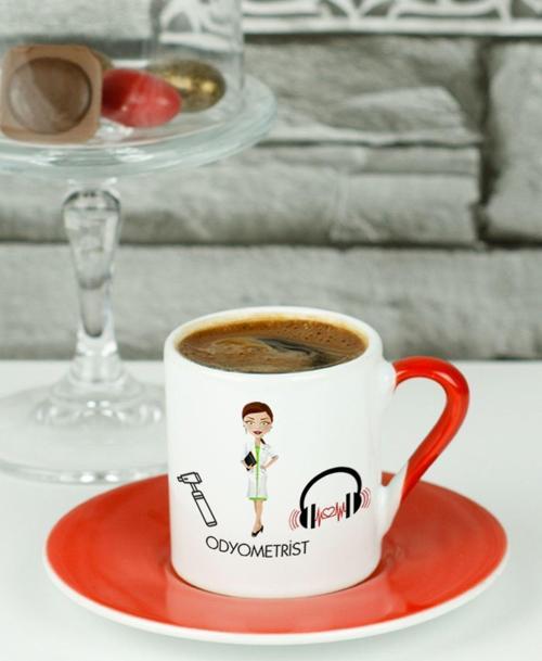 Odyometrist Türk Kahvesi Fincanı Kırmızı