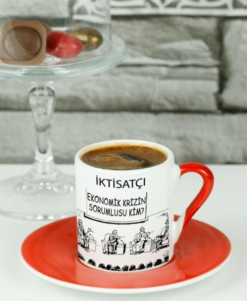 İktisatçı Türk Kahvesi Fincanı Kırmızı