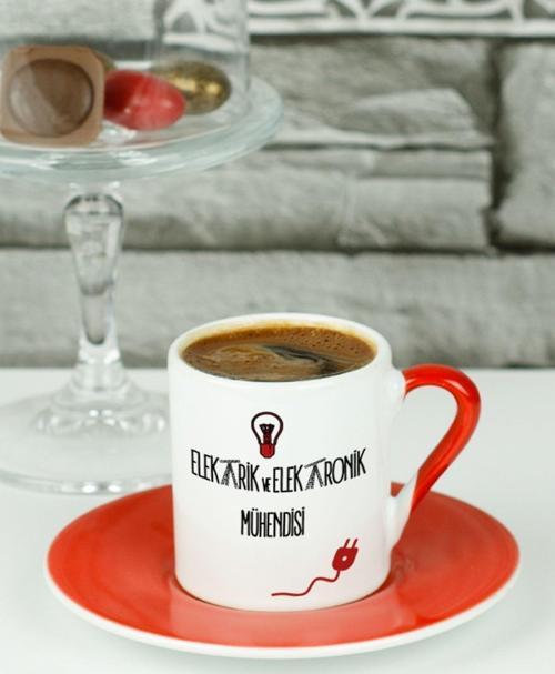 Elektrik Ve Elektronik Mühendisi Türk Kahvesi Fincanı Kırmızı