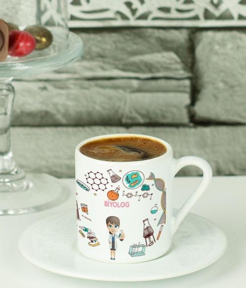 Biyolog Türk Kahvesi Fincanı Beyaz