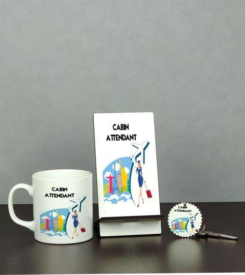 Cabin Attendant Üçlü Set (Kupa + Telefon Standı + Anahtarlık)