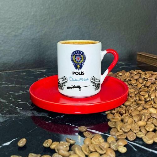 Polis Özel Harekat Kırmızı Türk Kahvesi Fincanı
