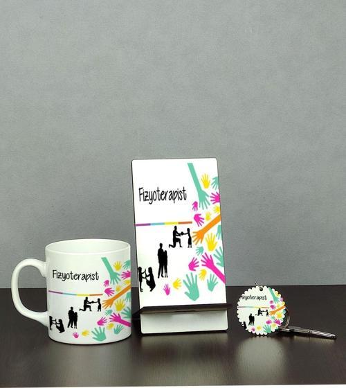 Fizyoterapist Üçlü Set (Kupa + Telefon Standı + Anahtarlık)