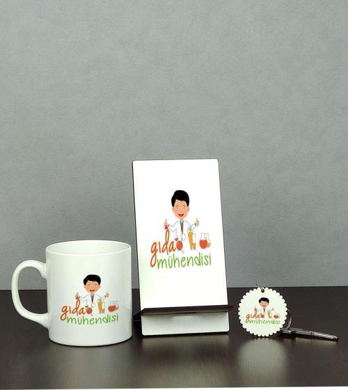 Gıda Mühendisi Üçlü Set (Kupa + Telefon Standı + Anahtarlık)