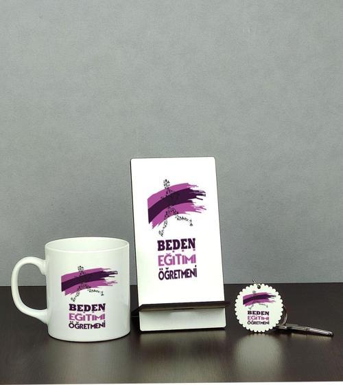 Beden Eğitimi Öğretmeni Üçlü Set (Kupa + Telefon Standı + Anahtarlık)