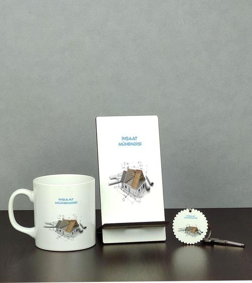 Inşaat Mühendisi Üçlü Set (Kupa + Telefon Standı + Anahtarlık)