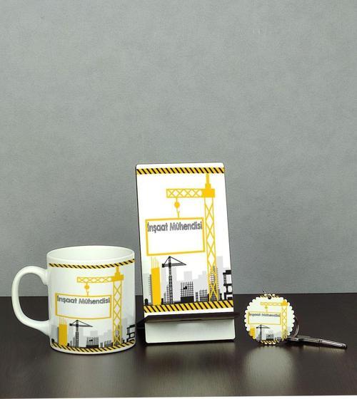 Inşaat Mühendisi Üçlü Set (Kupa + Telefon Standı + Anahtarlık)