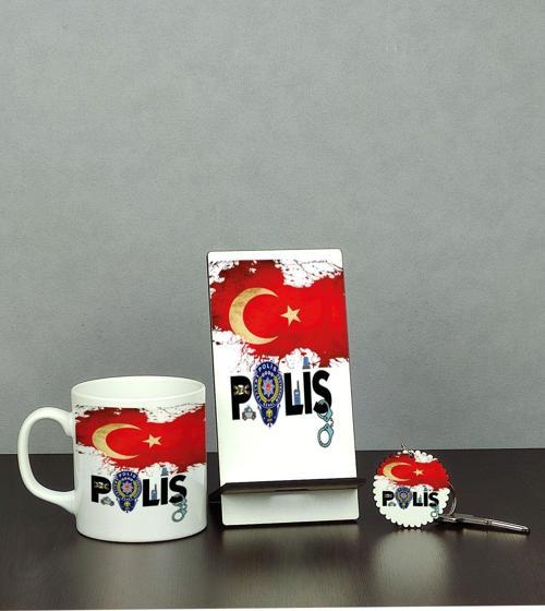 Polis Üçlü Set (Kupa + Telefon Standı + Anahtarlık)