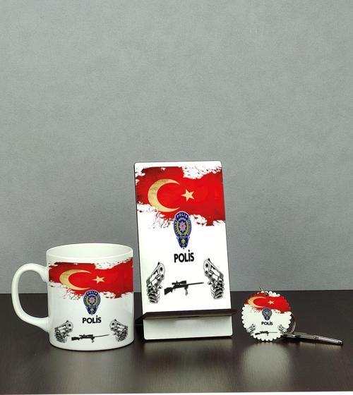 Polis Üçlü Set (Kupa + Telefon Standı + Anahtarlık)