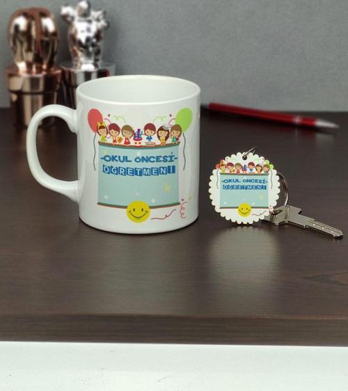 Okul Öncesi Öğretmeni Kupa Bardak Ve Anahtarlık Set