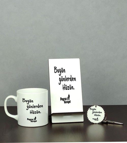 Poyraz Karayel Üçlü Set (Kupa + Telefon Standı + Anahtarlık)