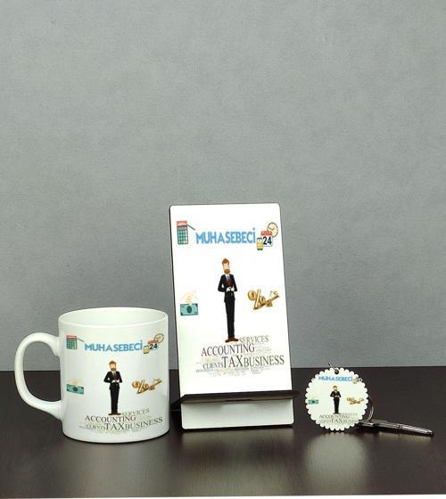 Muhasebeci Üçlü Set (Kupa + Telefon Standı + Anahtarlık)