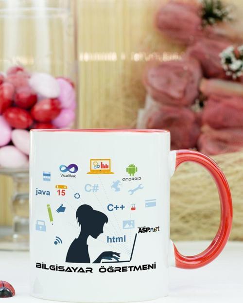 Bilgisayar Öğretmeni Kupa Bardak Kırmızı