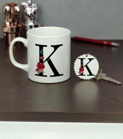 K Harfi Kupa Bardak Ve Anahtarlık Set