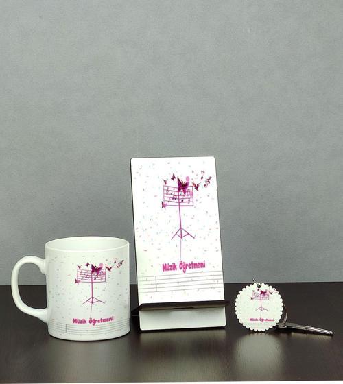 Müzik Öğretmeni Üçlü Set (Kupa + Telefon Standı + Anahtarlık)