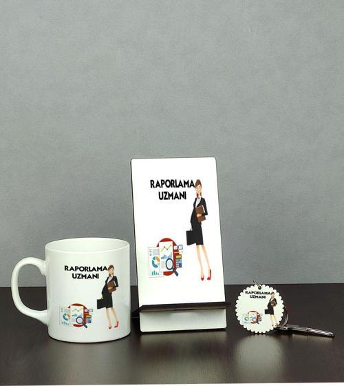 Raporlama Uzmanı Üçlü Set (Kupa + Telefon Standı + Anahtarlık)
