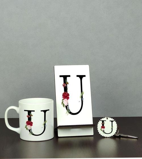 U Harfi Üçlü Set (Kupa + Telefon Standı + Anahtarlık)