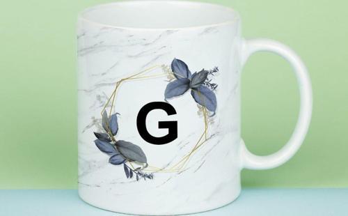 Mermer Tasarımlı G Harfi Kupa Bardak