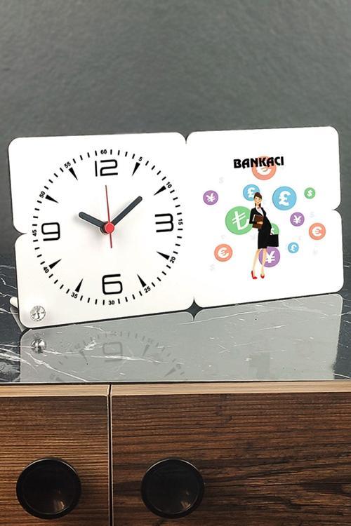 Bankacı Ahşap Masa Saati 003