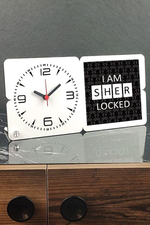 I Am Sherlocked Ahşap Masa Saati 002