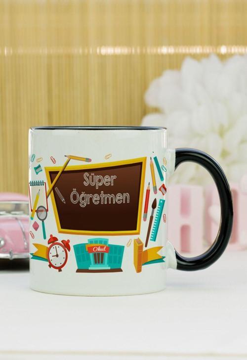 Süper Öğretmen Kupa Bardak Siyah