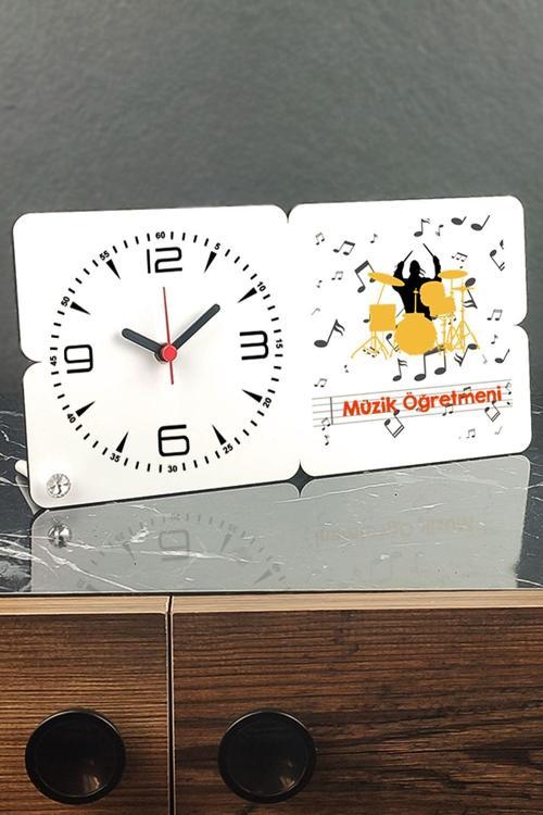 Müzik Öğretmeni Ahşap Masa Saati 004