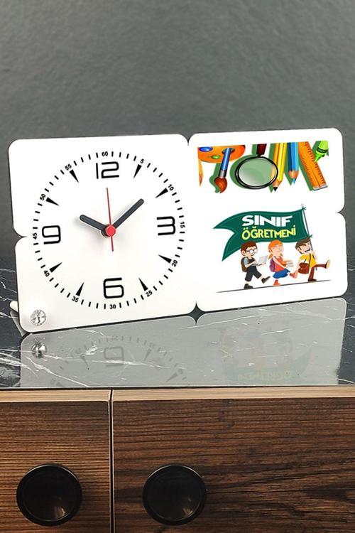 Sınıf Öğretmenine Ahşap Masa Saati 001