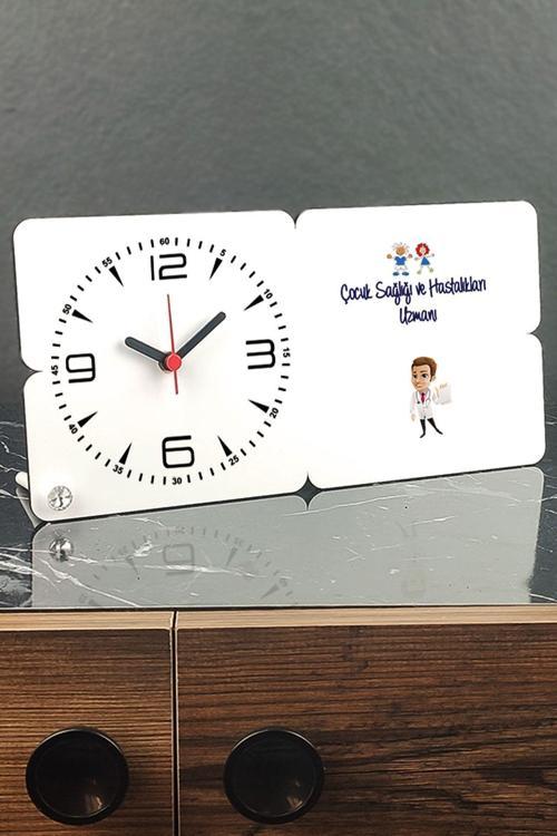 Çocuk Ve Sağlığı Ve Hastalıkları Uzmanı Ahşap Masa Saati