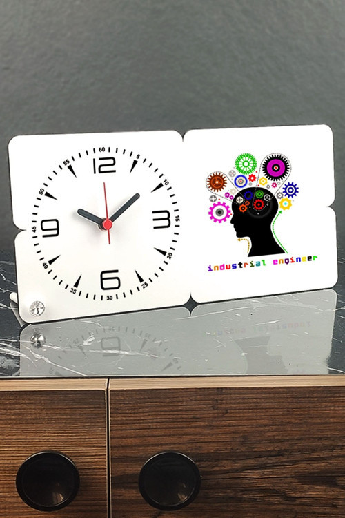 Industrial Engineer Ahşap Masa Saati 002