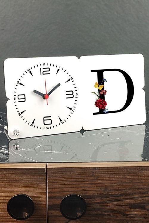 D Harfi Ahşap Masa Saati