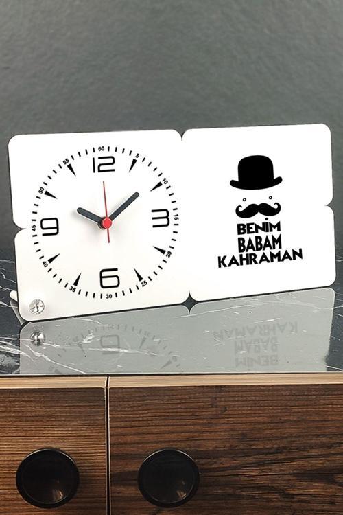 Benim Babam Kahraman Ahşap Masa Saati