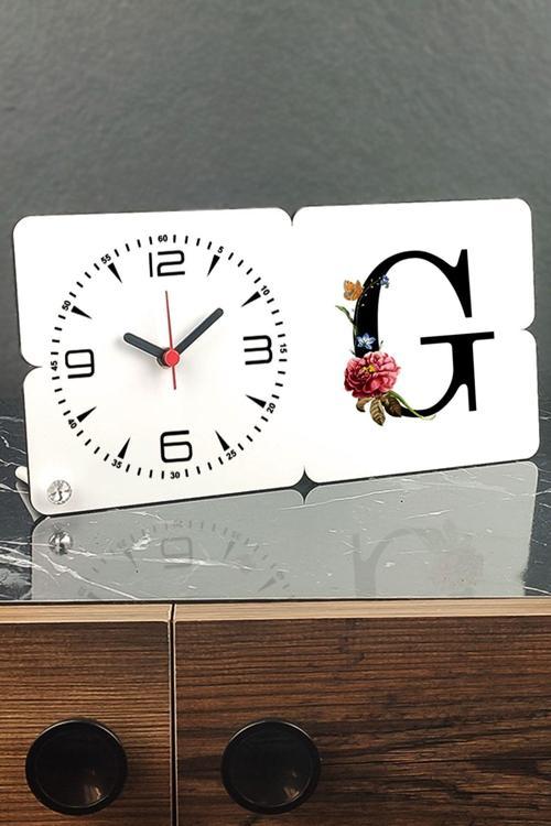 G Harfi Ahşap Masa Saati