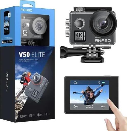 V50 Elite 4K60fps Dokunmatik Ekran WiFi Su Geçirmez Aksiyon Kamerası 64GB microSD Card içermez