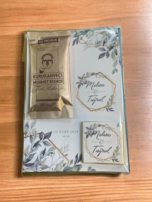 Söz, Nişan, Kız İsteme Kahve Ve Çikolata Kart Hediyelik 30 Adet 007