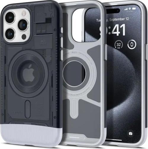 iphone 15 Pro Manyetik Klasik C1 MagFit Kılıf Graphite