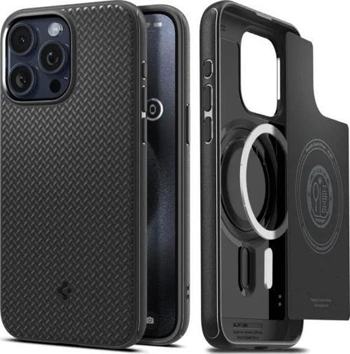 iPhone 15 Pro Max Manyetik Mag Armor MagFit Kılıf Matte Black